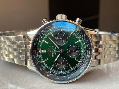 BLS Factory 1:1 Breitling Navitimer 01 Best Edition SS Edition Green Dial A7750