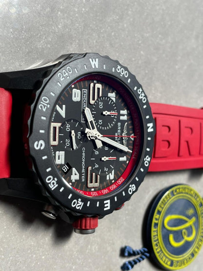 OGF Factory 1:1 Breitling Endurance pro 44mm Black dial Red Rubber Strap quartz movement
