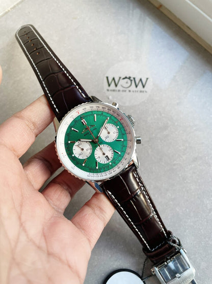 BLS Factory 1:1 Breitling Navitimer 01 Best Edition SS Edition Green Dial A7750