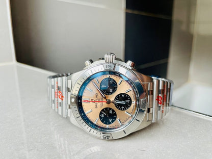 GF Factory 1:1 Breitling Chronomat SS  Copper dial Two Tone Bracelet Watches A7750