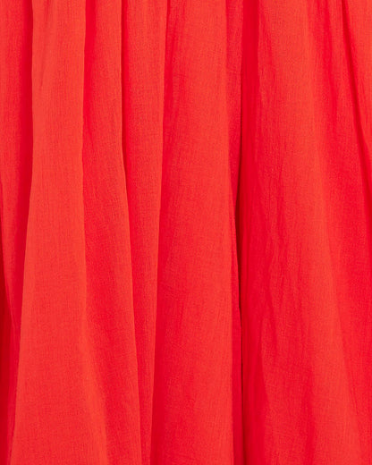 Red frill Sleeve Midi Dress