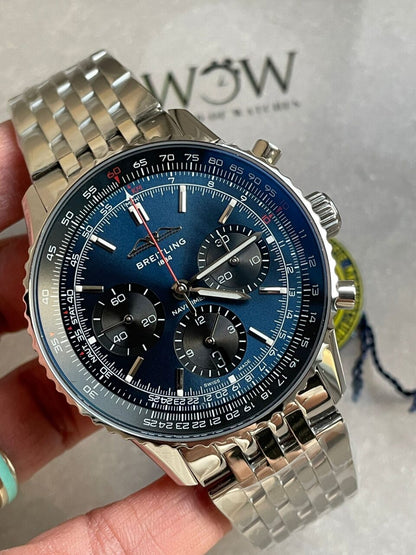 BLS Factory 1:1 Breitling Navitimer 01 Best Edition SS Edition Blue Dial A7750