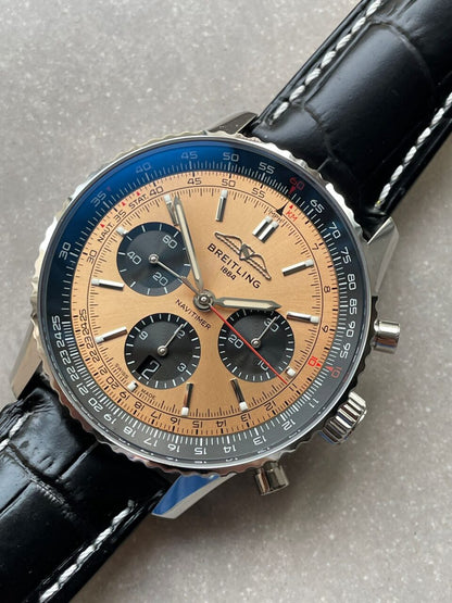 BLS Factory 1:1 Breitling Navitimer 01 Best Edition SS salmon Dial A7750