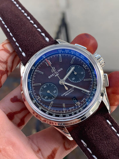 GF Factory 1:1 Breitling Premier B01 Chrono SS 42mm Best Edition Brown textured Dial A7750