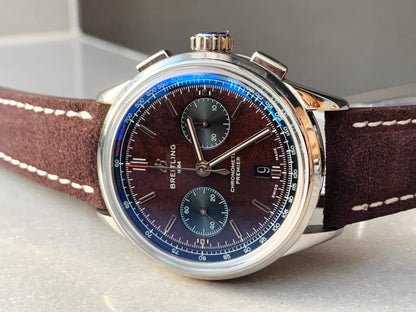 GF Factory 1:1 Breitling Premier B01 Chrono SS 42mm Best Edition Brown textured Dial A7750