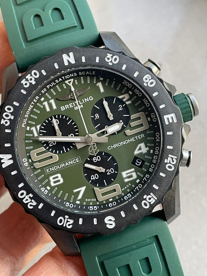 OGF Factory 1:1 Breitling Endurance pro 44mm Army green dial green Rubber Strap quartz movement